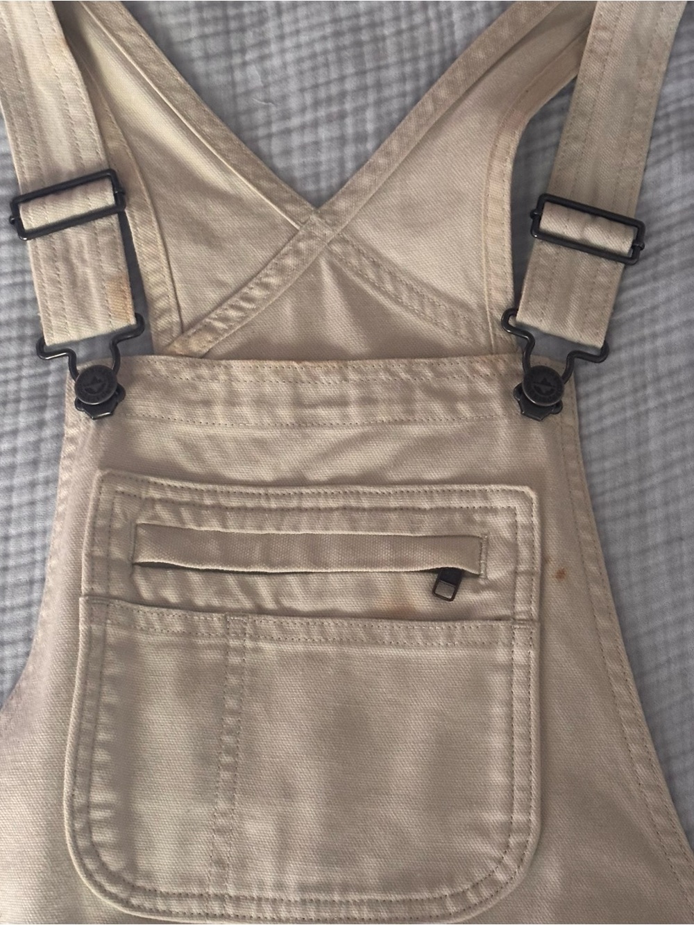 PATAGONIA Cream Canvas Overalls Bib with Front Pocket